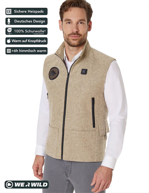 (HANDELSWARE) Beheizbare Jagdweste sand, aus bestem deutschen Loden