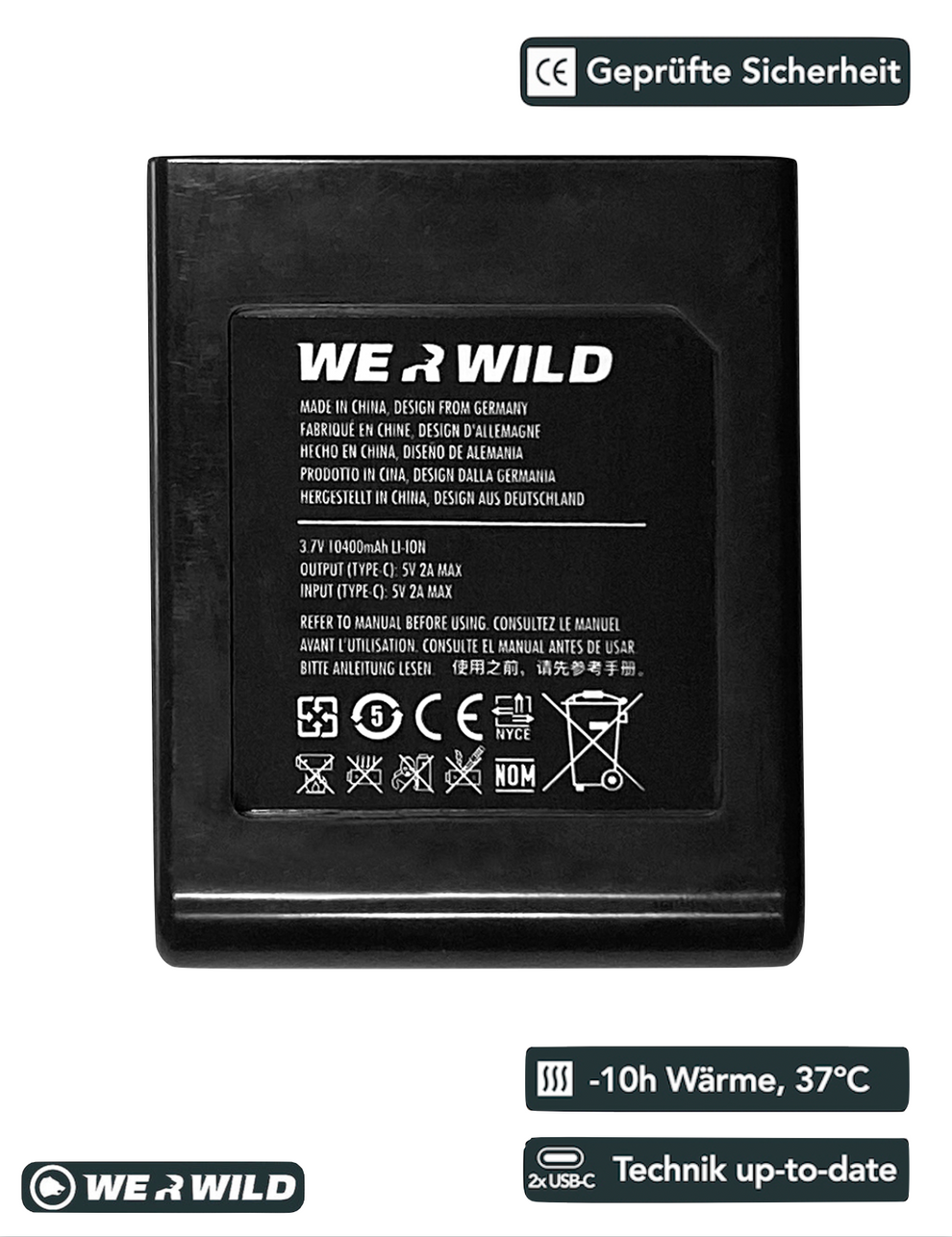 Original Power-Batterie mit zwei USBC-Buchsen, lange Laufzeit, gesunde Wärme