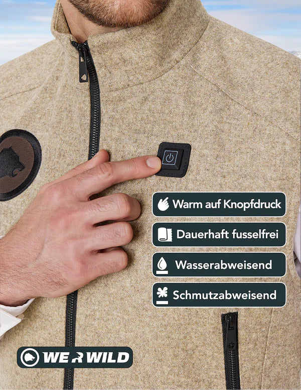 (HANDELSWARE) Beheizbare Jagdweste sand, aus bestem deutschen Loden