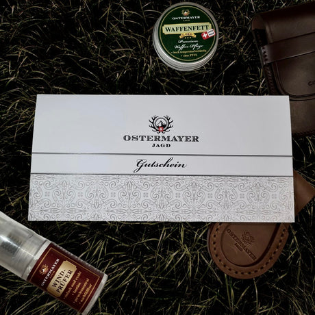 Ein ideales Geschenk für Jäger. Im Bild ein Gutschein von Ostermayer Jagd.