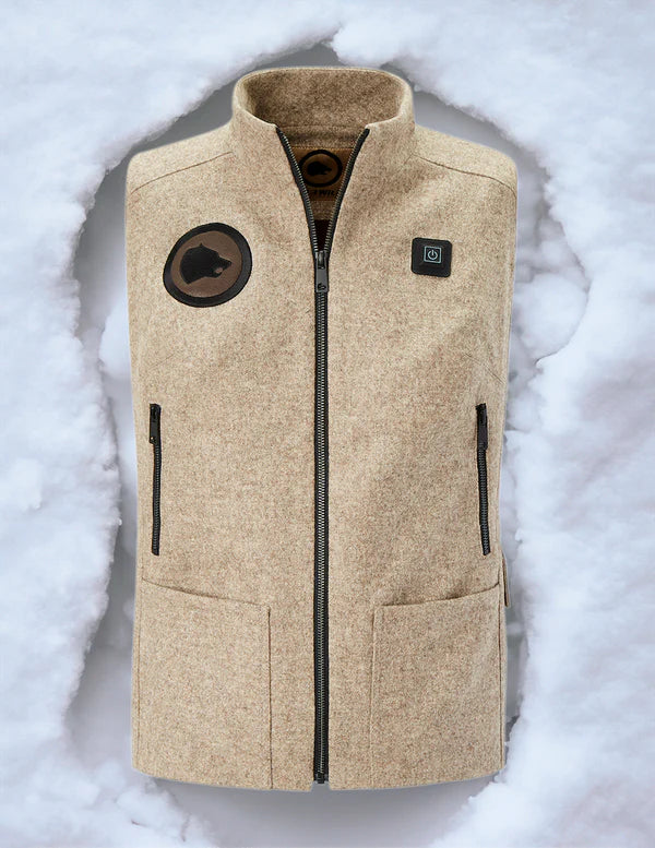 (HANDELSWARE) Beheizbare Jagdweste sand, aus bestem deutschen Loden