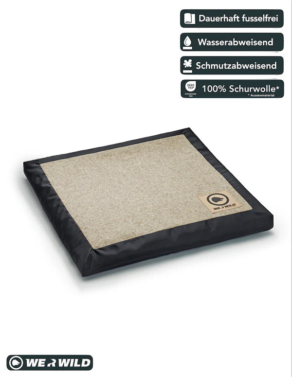 Beheizbares Sitzkissen aus hochwertigem Loden sand